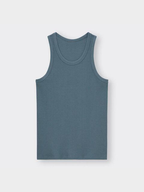 2024gu女子におすすめのメンズコットンカラーリブタンクトップ