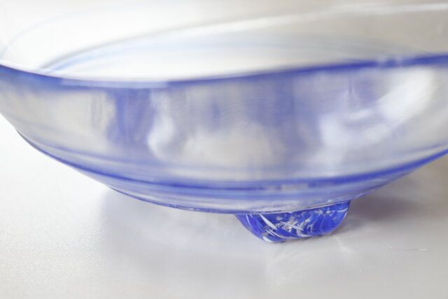 スリーピー びいどろガラスカラードットボウル青 個体差