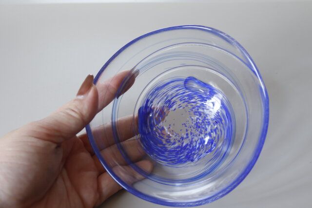 スリーピー びいどろガラスカラードットボウル青 色