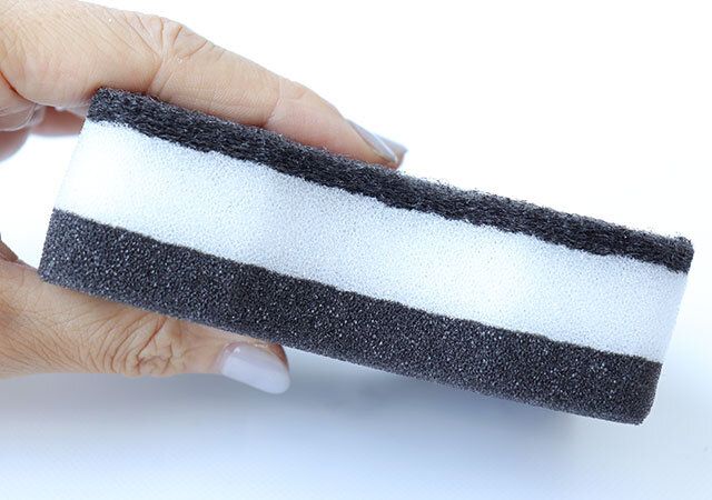 キャンドゥ 泡立ちキッチンスポンジ3PBK×WH 構造