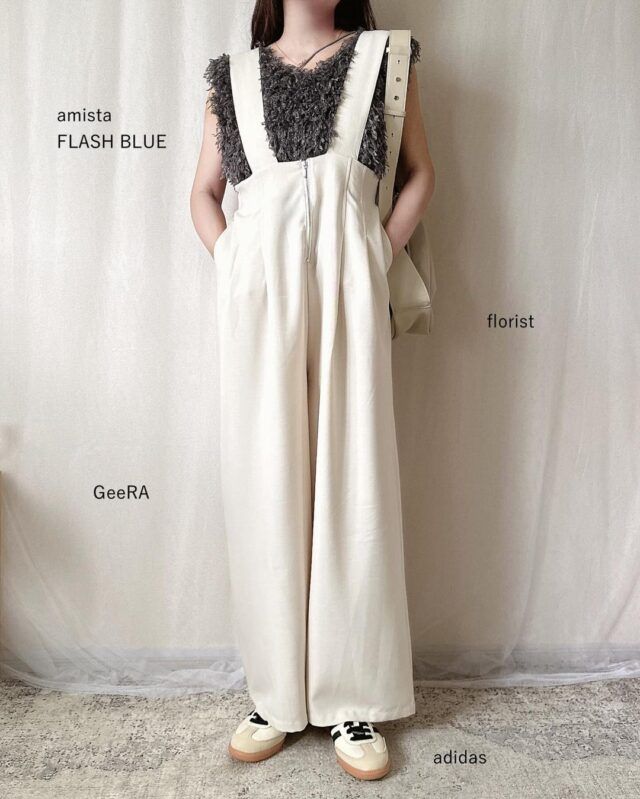 しまむらジャギーベストグレーコーデ