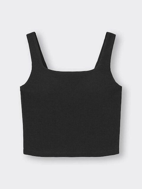 GUブラフィールクロップドワッフルスクエアネックタンクトップ