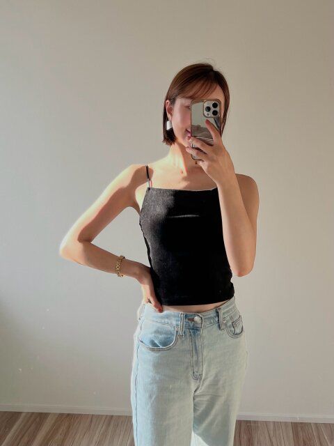 GUブラフィールベロアクロップドキャミソールの着用感