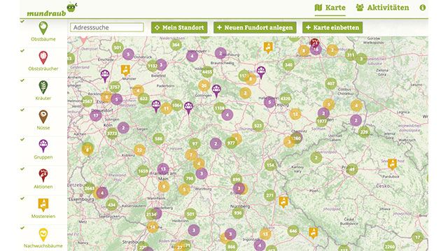 収穫できる植物がある場所を示すマップを公開