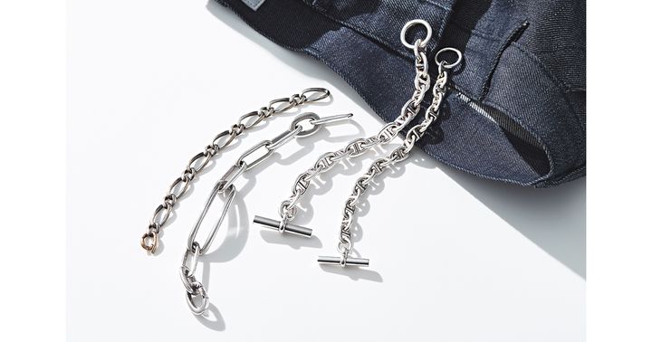 humとブランイリスとエルメスのシルバーチェーンブレスレット