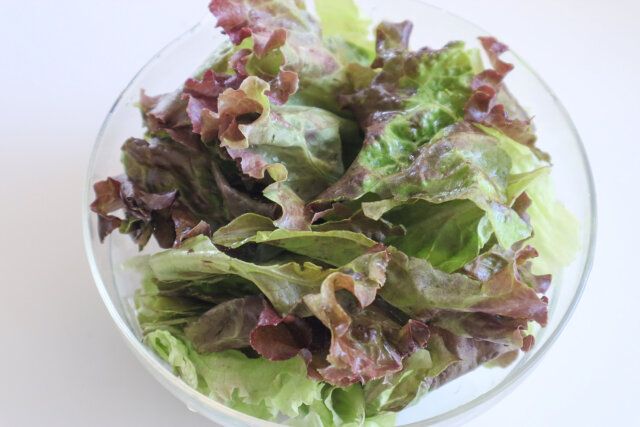 サニーレタスをちぎる。