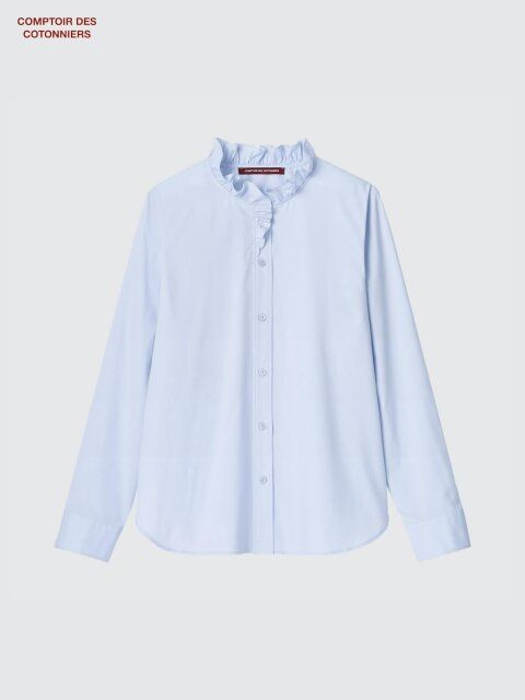 ユニクロのコットンストレッチフリルシャツ