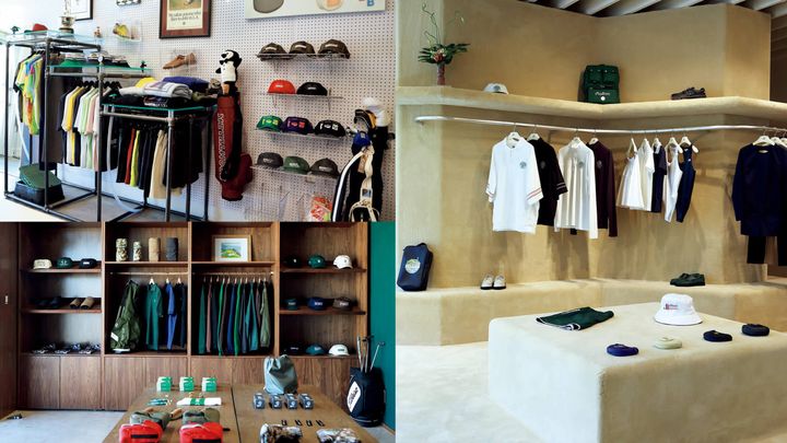 アメリカ〈メタルウッド・スタジオ〉店内、〈クワイエット・ゴルフ〉店内、〈Malbon Golf〉店内