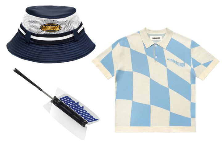 〈メタルウッド・スタジオ〉メッシュ・バケットハット、チェッカード・ニットポロ、メタルロゴ・スイングファン