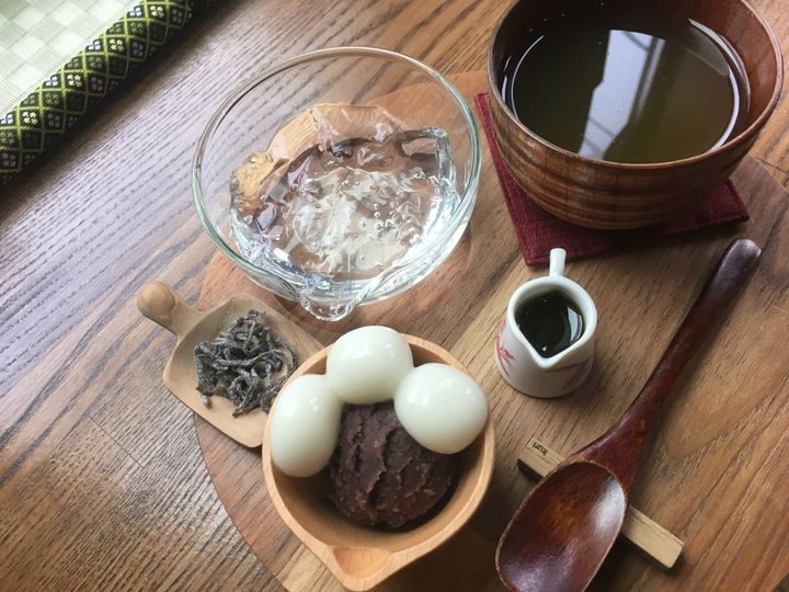 「白玉みずあんみつセット（抹茶蜜）」950円