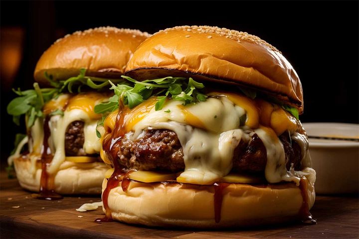 思わずゴクリ……。ボリューム満点「グルメバーガー」