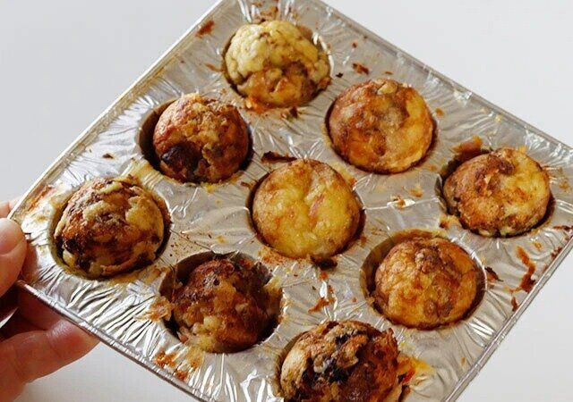 ダイソー アルミプレート（たこ焼き用、9穴） 使用例