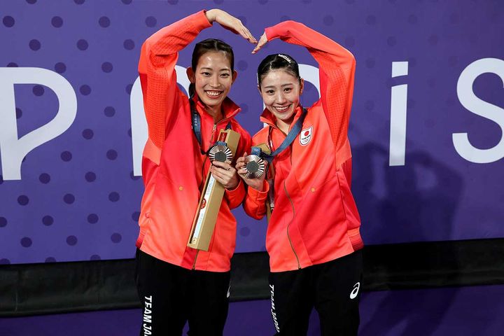 女子バドミントンの志田千陽（右）・松山奈未組（C）Getty Images