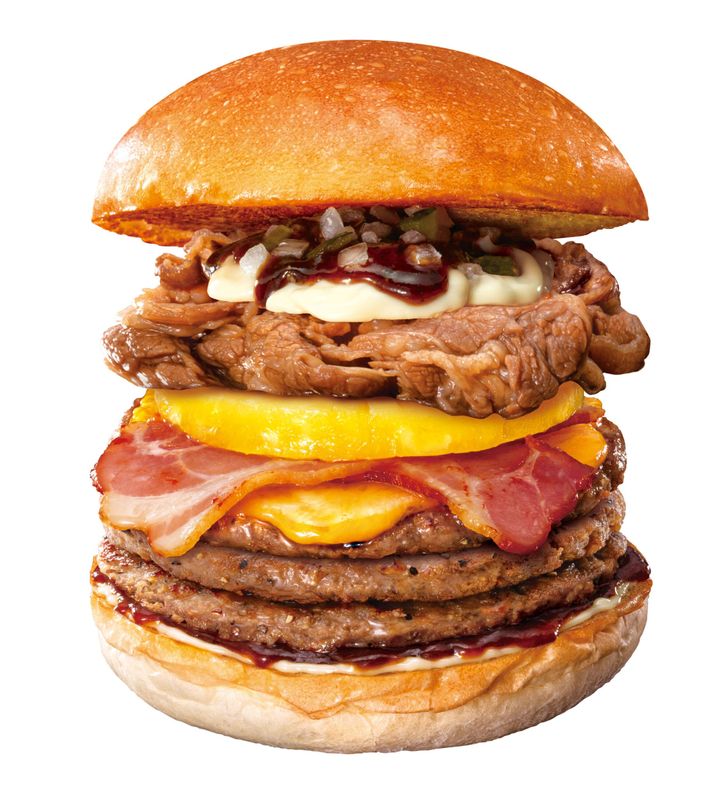 「キング牛カルビ BBQ パイン絶品チーズバーガー」