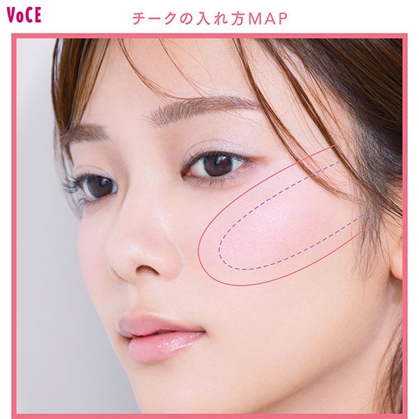 田村保乃さん チークの入れ方MAP