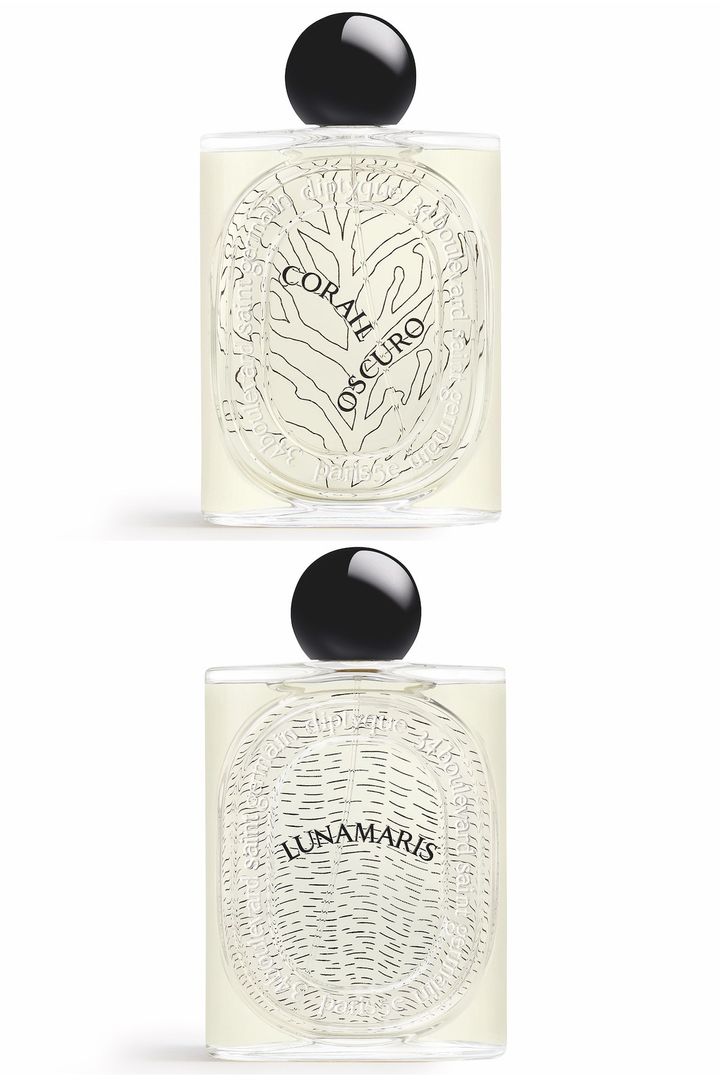 〈上から〉オー ド パルファン コライユ オスクロ、オー ド パルファン ルナマリス 各 100ml 各¥47,410（ともに8月30日より一部ブティック・公式オンラインストア先行、9月3日より全国発売）