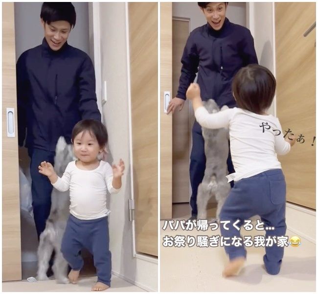 パパが大好きな男の子とワンちゃん