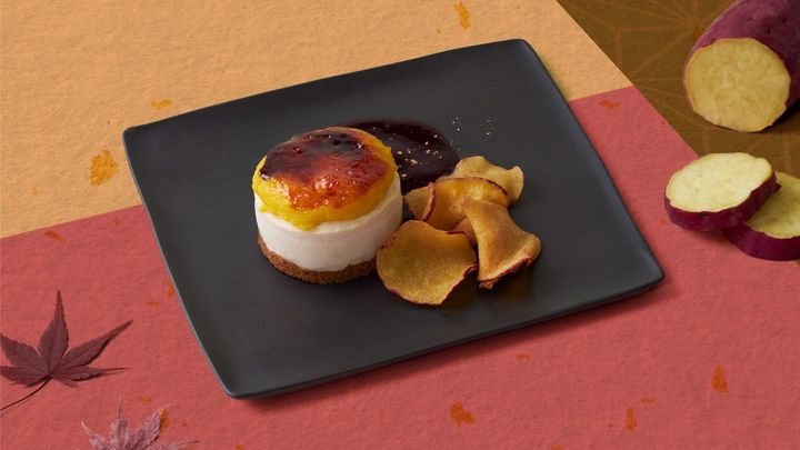 濃密レアチーズケーキ お芋ブリュレ イートイン￥850、テイクアウト ￥835