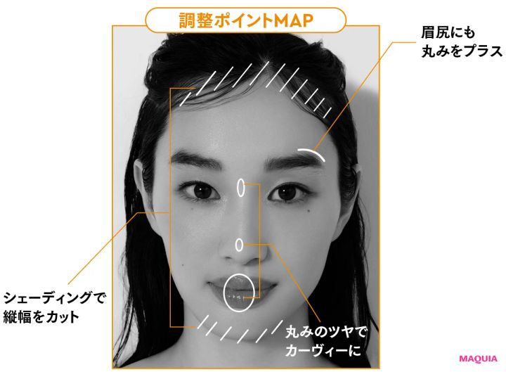 面長×遠心のキリンタイプを活かすメイク。丸みを主張して余白感を徹底削除！_5