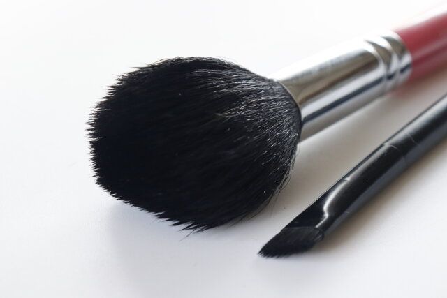 ダイソーの＆. メイクブラシクリーナーシート使用後のメイクブラシ