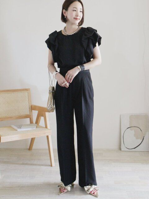 オールブラックコーデ5