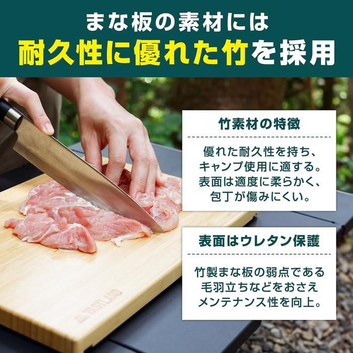 ヴァストランドの包丁まな板セットで肉を切っている様子