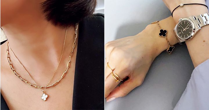 読者の私物ジュエリーでアルハンブラネックレスとブレスレットのジュエリーコーデ