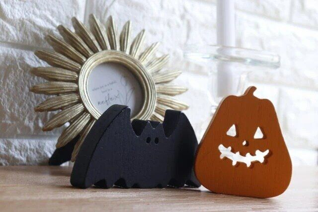 セリア ウッドオブジェ ハロウィンモチーフ カラー 飾る