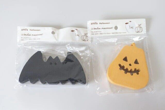 セリア ウッドオブジェ ハロウィンモチーフ カラー