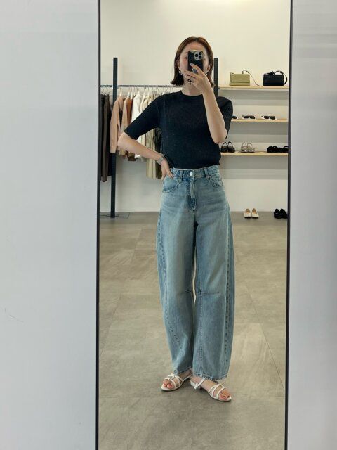 GUバレルレッグジーンズのSサイズ着用感