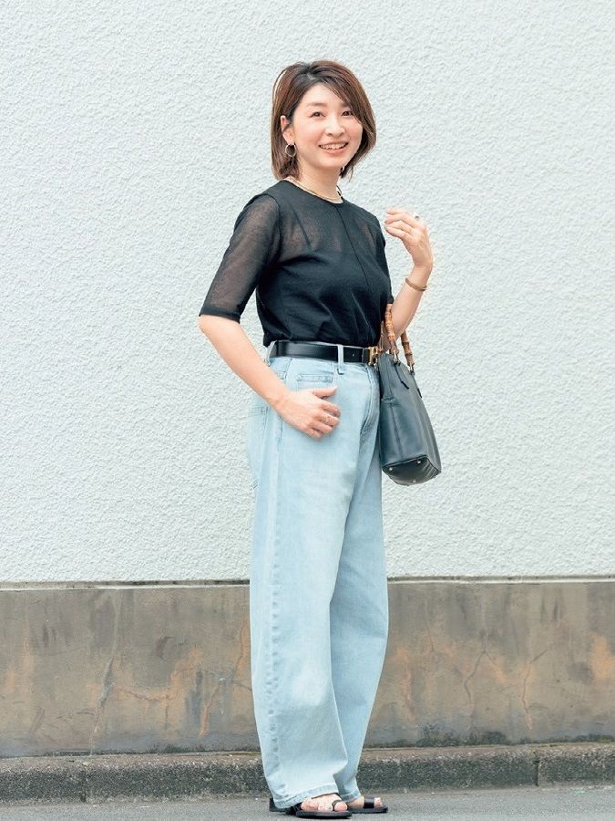 バンヤードストームのコクーンデニムの着こなし かがやき隊の佐々木美穂さん