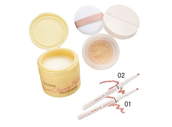 【左】うるオフクレンジングバーム 【右上】シームレスカバーパウダー 【右下】影色リップメイカー