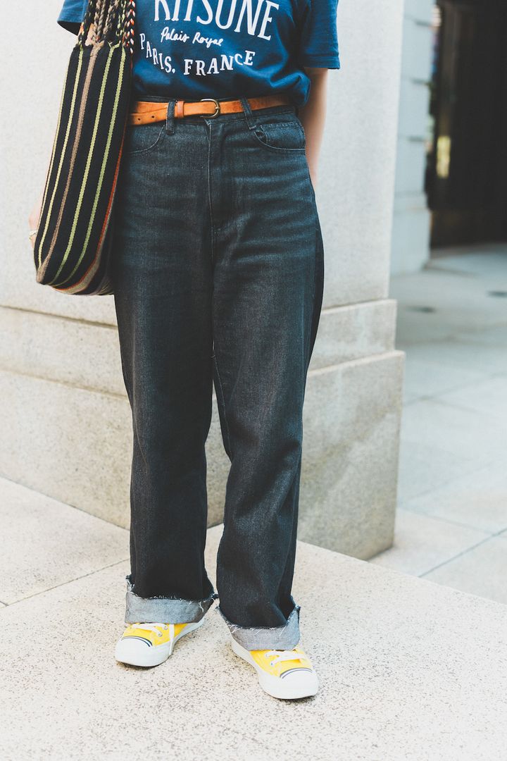 【愛用デニムSNAP】153cmにジャストフィットした《M TO R》のワイドデニム！ネイビーでシンプルにまとめて