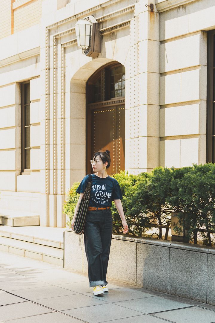 【愛用デニムSNAP】153cmにジャストフィットした《M TO R》のワイドデニム！ネイビーでシンプルにまとめて