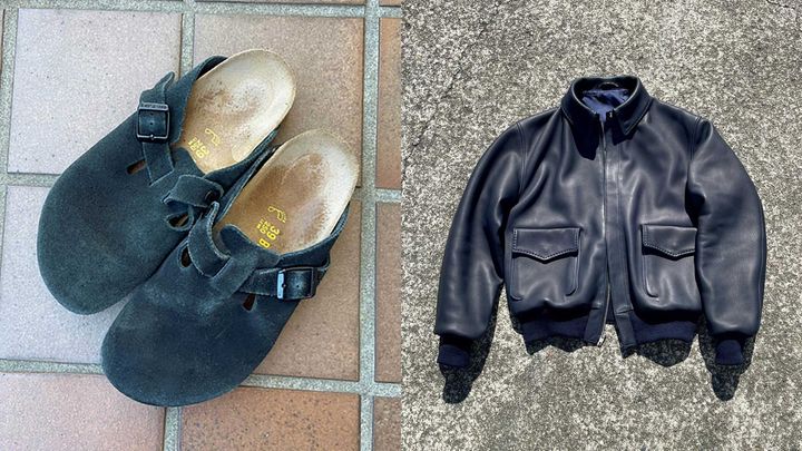 〈ビルケンシュトック〉の「ボストン」と〈THE CLAN & SANTASSÉ BROS.〉のジャケット