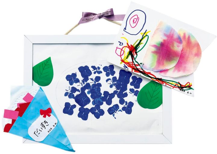 息子が保育園で作った作品は額縁に入れてインテリアに