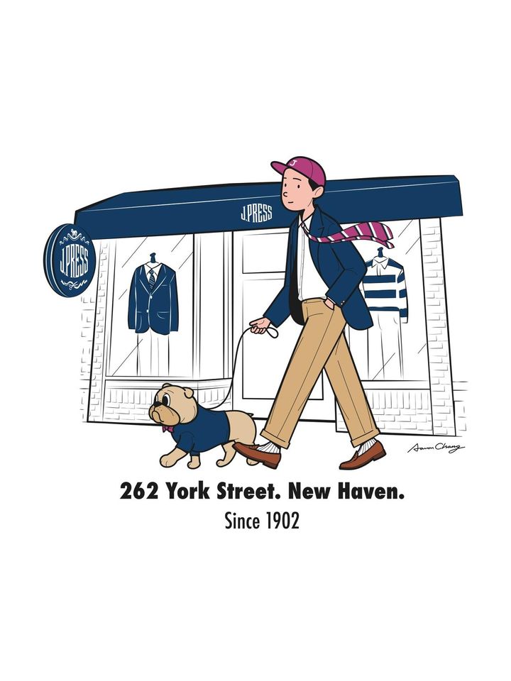 画像: J.PRESS（Aaron Chang氏によるアイビールックキャラクター） 出典：ジェイ プレス