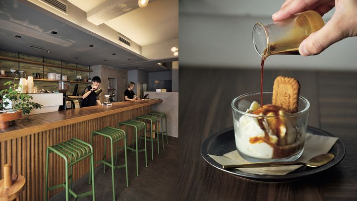 PERTICA COFFEEの内観とアフォガート