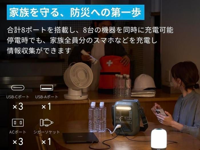 テーブルの上に置いたAnker Solix C300 Portable Power Station