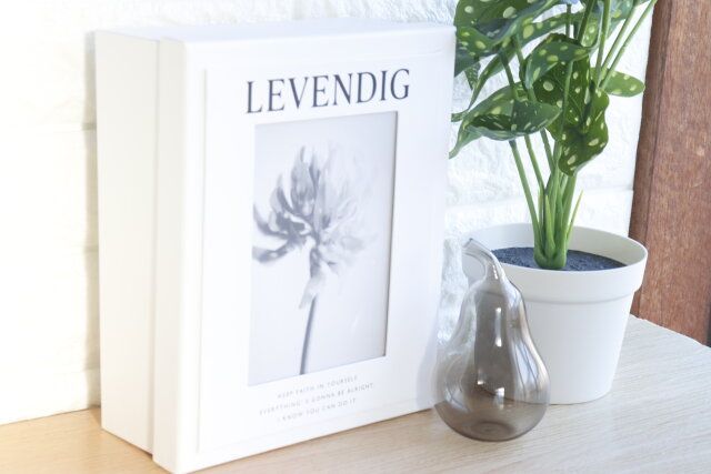 ダイソー 紙BOX（フォトフレーム付、白） デザイン