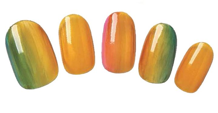 オレンジのトロピカルなネイルデザイン