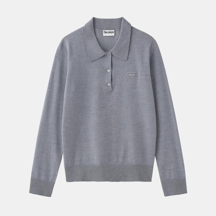 【値下げ】Gajess Kanon Logo Polo Knit ネイビー 36 値下げ】Gajess Kanon Logo Polo Knit ネイビー 36