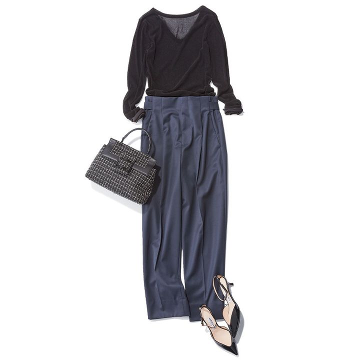 季節またぎの黒紺オシャレはベロアが有効