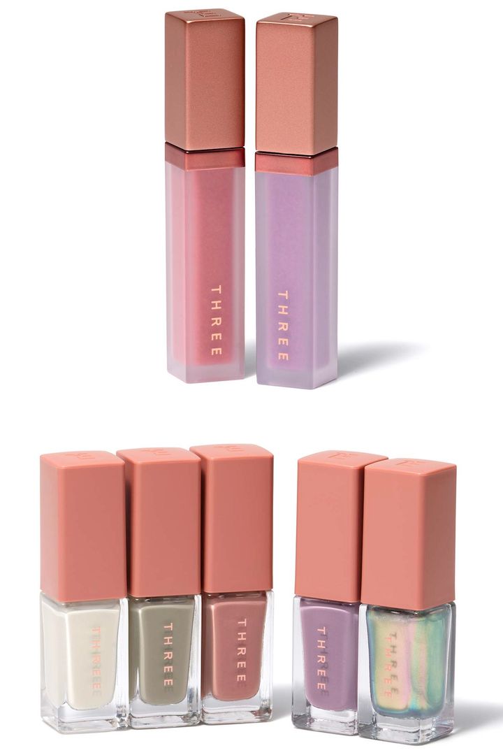 〈上左から〉ディヴァインリップジェム X05、X06 各￥3,850 〈下左から〉ネイルラッカー X01、X02、X03、X04、X05 各￥2,420（すべて10月30日より限定発売）