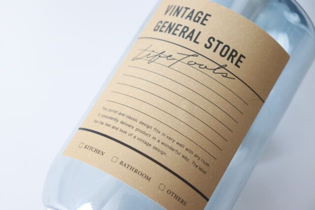 セリア ポンプボトル ヴィンテージ 520ml デザイン ラベル