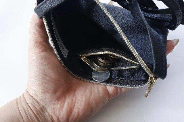 ダイソー フェイクレザーお財布ミニショルダー（ブラック）