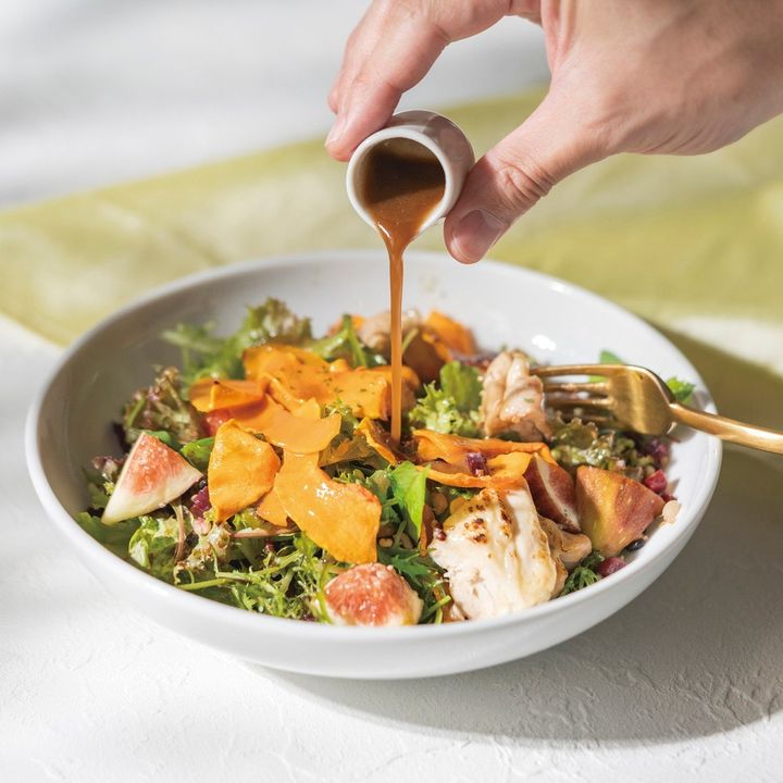 「バターナッツかぼちゃとイチジクのローストチキンサラダ」￥1,550