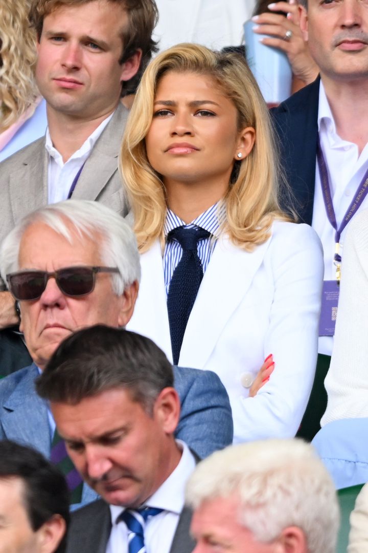 ゼンデイヤ、ウィンブルドン/Zendaya, wearing Ralph Lauren, court-side of Centre Court during the men's final on day fourteen of the Wimbledon Tennis Championships at the All England Tennis and Croquet Club on at Wimbledon on July 14, 2024 in London, England. 