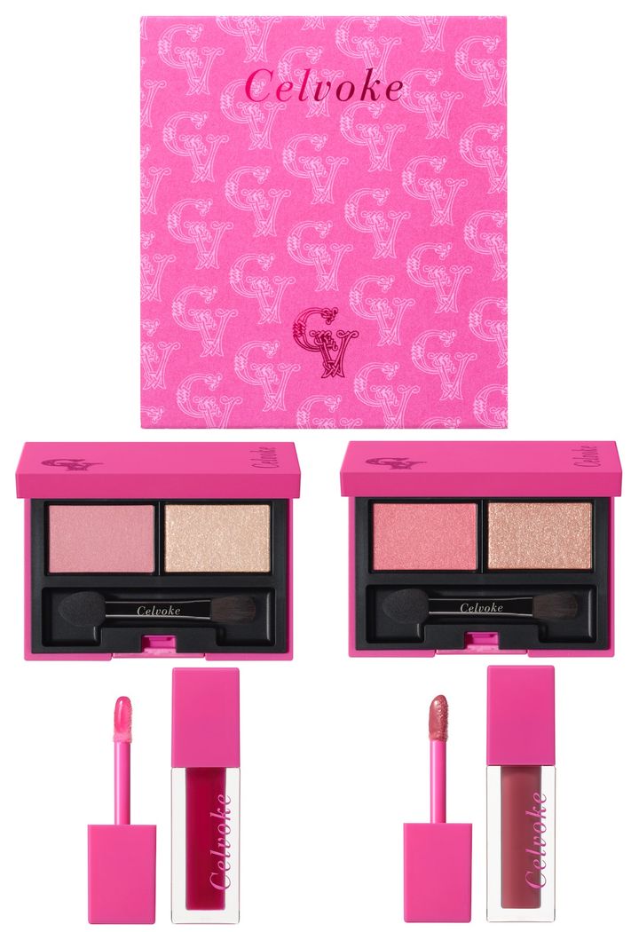 ピンクアミュレット 各￥6,930 〈左から〉EX01※セット内容／デュオアイシャドウ EX01・モイステン リップドロップ EX04、EX02※セット内容／デュオアイシャドウ EX02・モイステン リップドロップ EX05（ともに10月18日より限定発売）