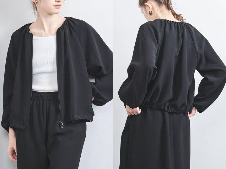 画像: 「COMFY ギャザー ノーカラー ブルゾン」￥27,500 出典：ユナイテッドアローズ